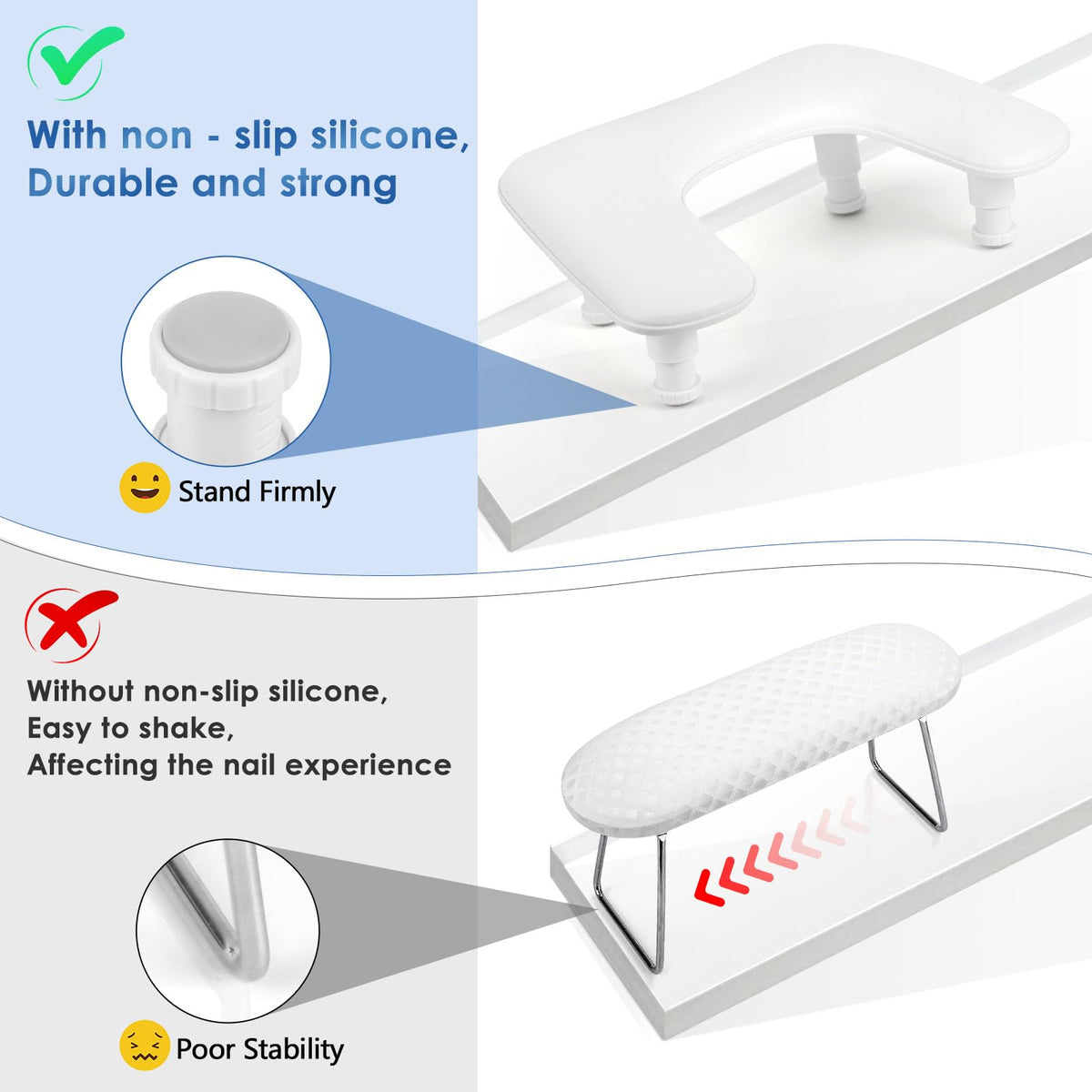 LIONVISON arm rest next to nail lamp showing size compatibility and space-saving