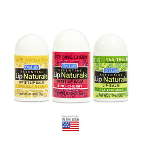Lip Naturals neoprene keychain holder clipped to bag offering easy access on the go