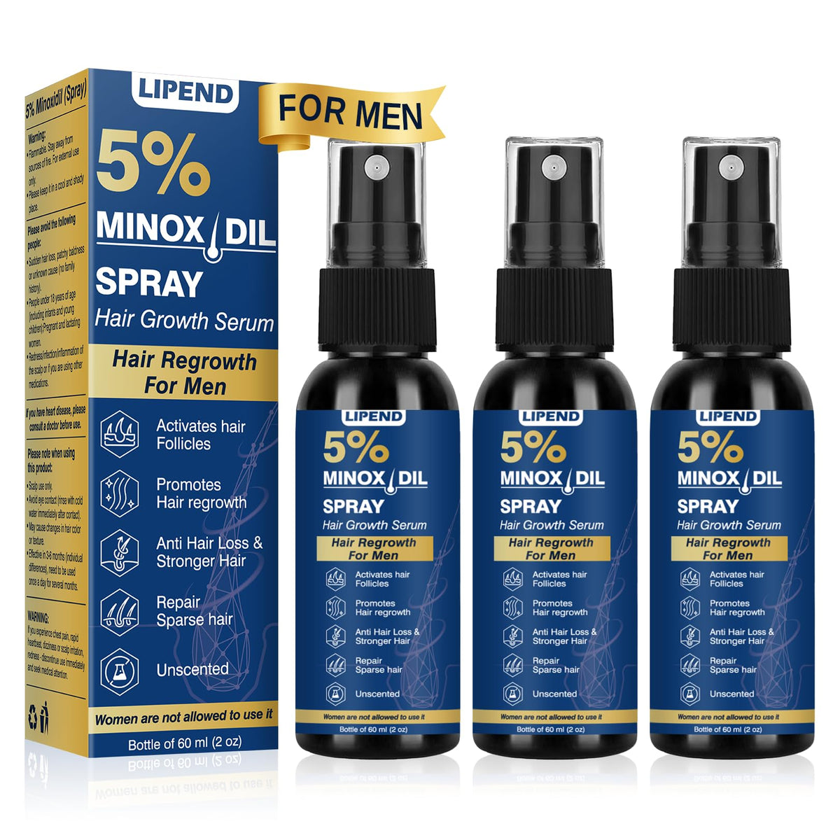 LIPEND front packaging showing three 2oz bottles and clear labeling for convenience