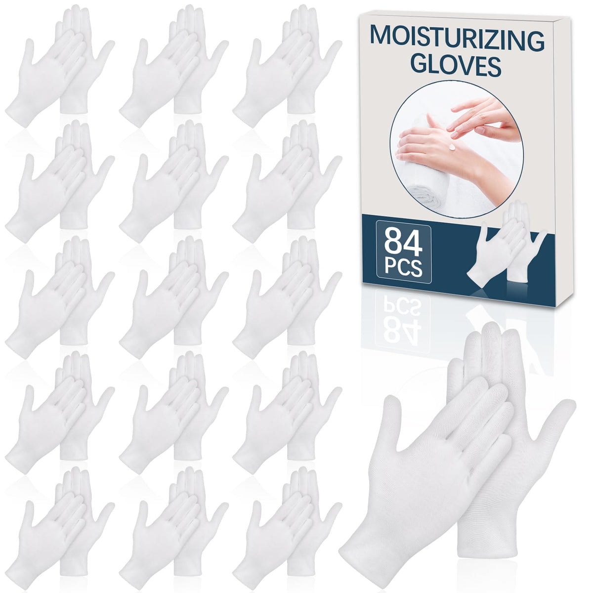lipetol front packaging showing 84 white cotton gloves, clear bulk supply benefit