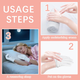 lipetol gloves in a bedroom setting ready for sleep use, promotes skin care routine