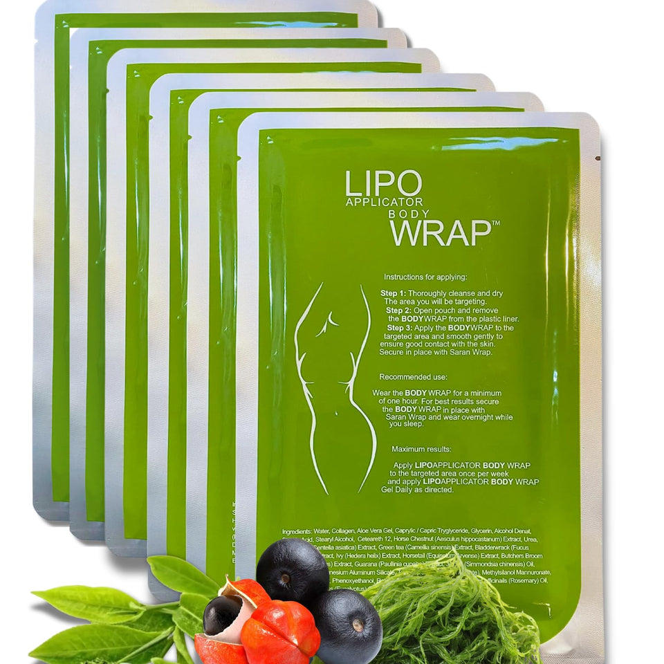 lipo applicator front packaging showing six wraps and product benefit