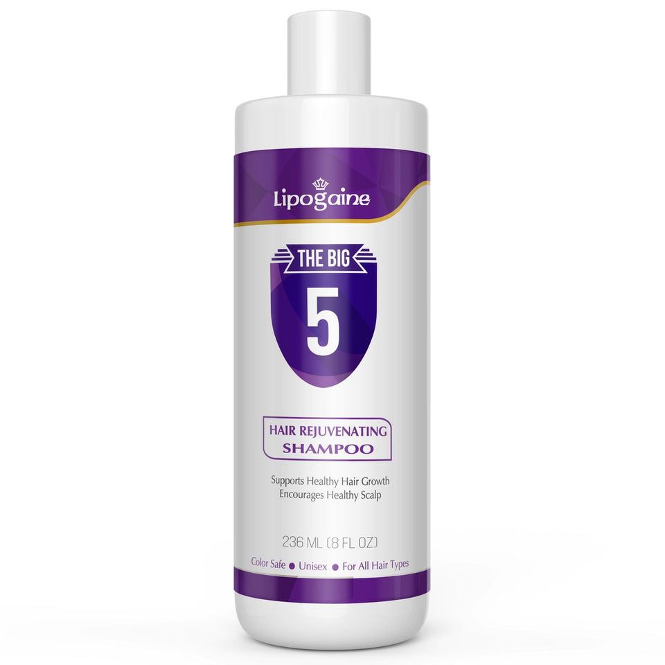Lipogaine front bottle showing purple label and clear branding benefit: recognizable packaging