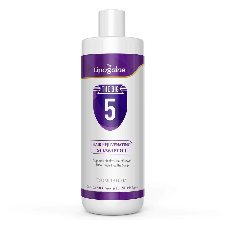 Lipogaine bottle front packaging showing purple label and benefits