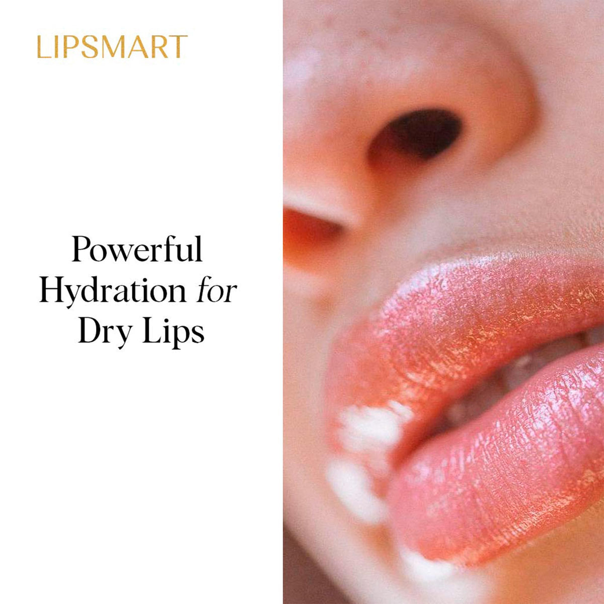 Side-by-side before and after using LipSmart showing improved lip contour