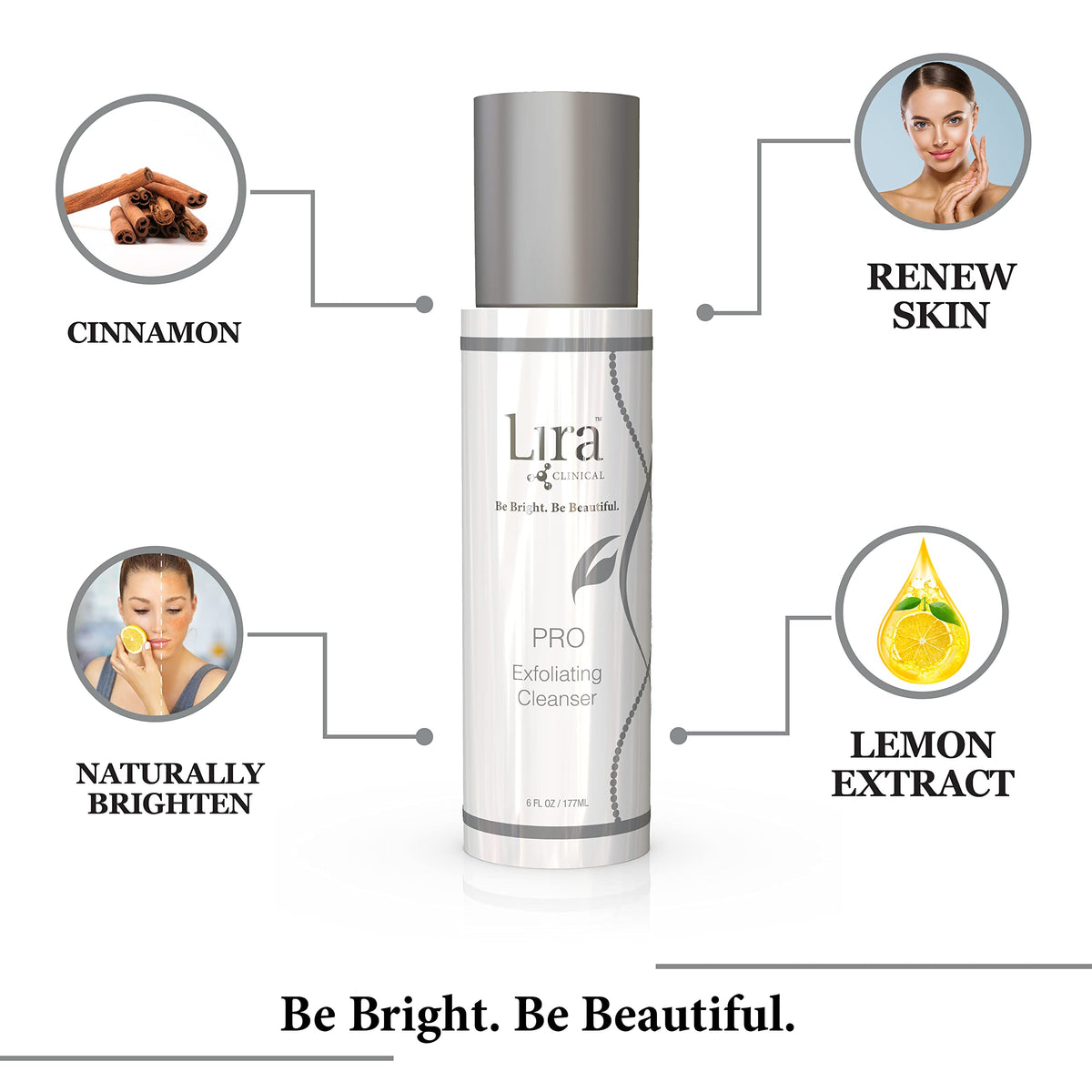 Lira Clinical cleanser in use on face demonstrating gentle pore-clearing