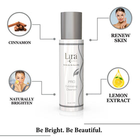 Lira Clinical cleanser in use on face demonstrating gentle pore-clearing