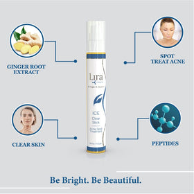 Lira Clinical in-use application on cheek demonstrating precise spot treatment and reduced redness