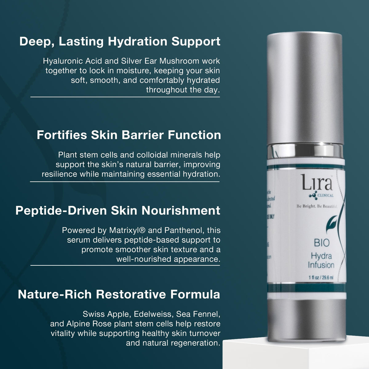 Lira Clinical label close-up highlighting active ingredients and minerals benefit