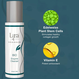 Lira Clinical ingredients label close-up emphasizing enzyme-based clarity benefit