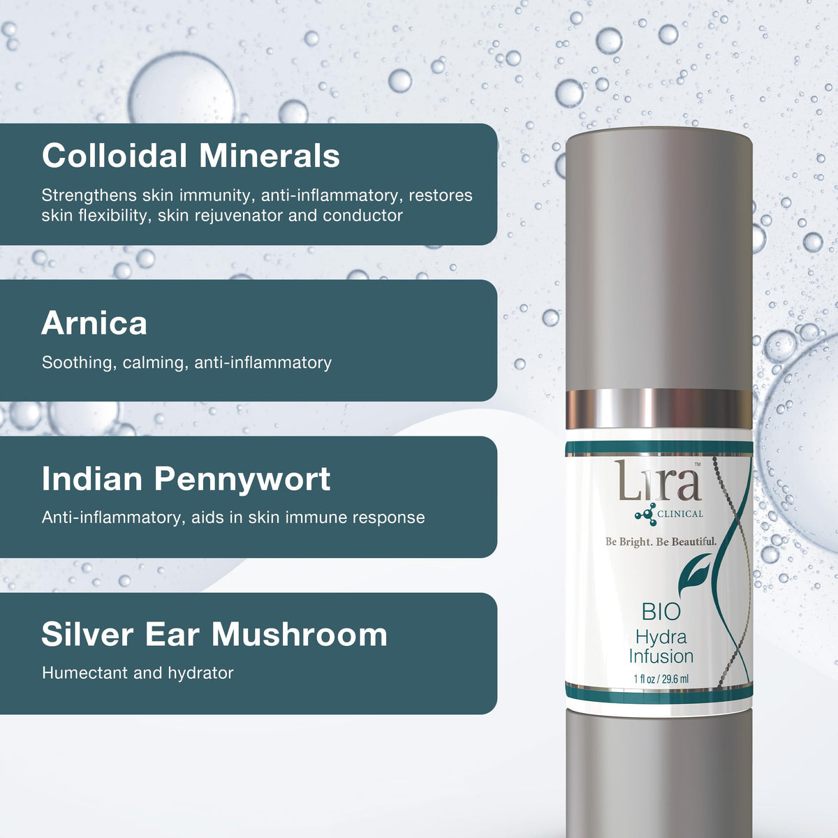 Lira Clinical on bathroom vanity with towel showing daily routine compatibility