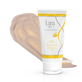 Lira Clinical applied on cheek outdoors illustrating natural glow benefit
