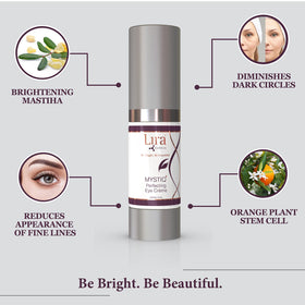 Lira Clinical MYSTIQ jar next to a ruler showing compact 0.5 fl oz travel-friendly size