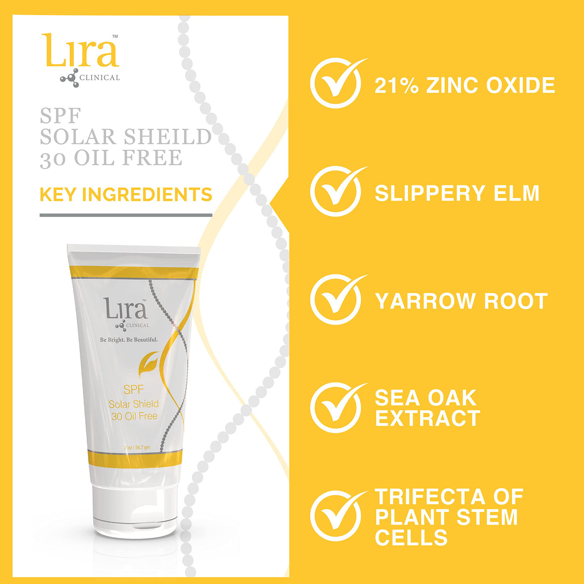 Lira Clinical applied on skin to show no white cast and oil control benefit