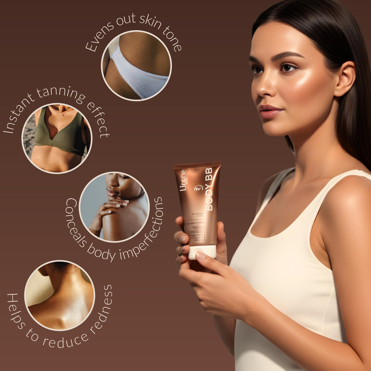 Lirene application mitt demonstrating blendability for even coverage benefit