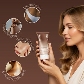 Lirene application on arm demonstrating immediate golden glow and smooth finish