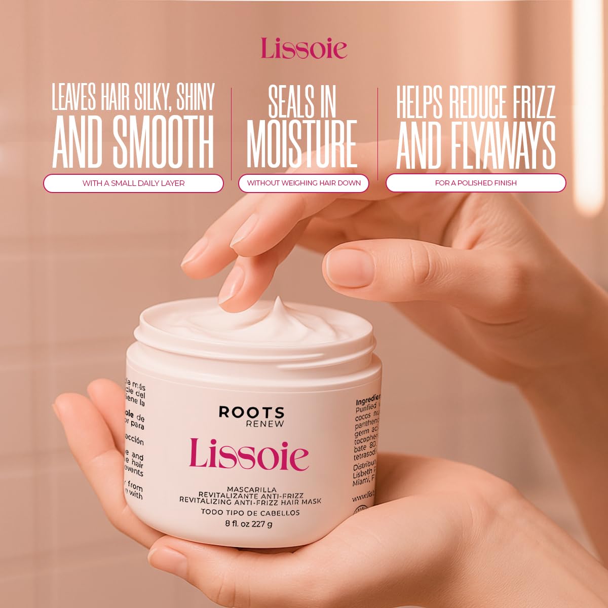 Lissoie jar in hand for scale and travel-friendly sizing benefit