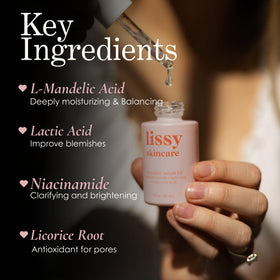 lissy skincare ingredients flatlay with licorice root and hyaluronic for redness reduction