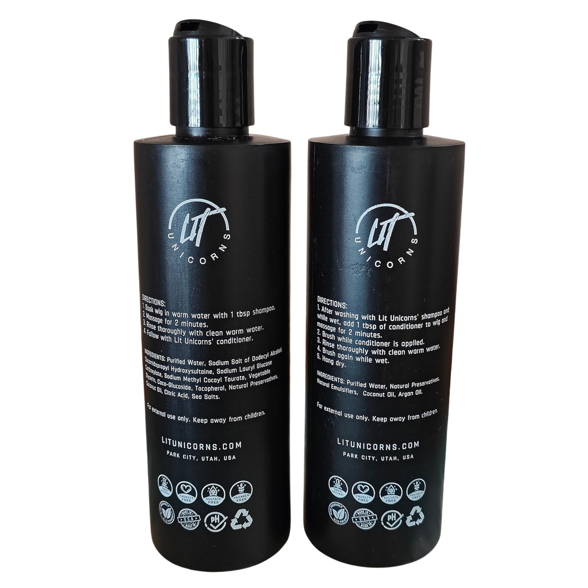 LIT UNICORNS bottle size comparison showing amount per treatment