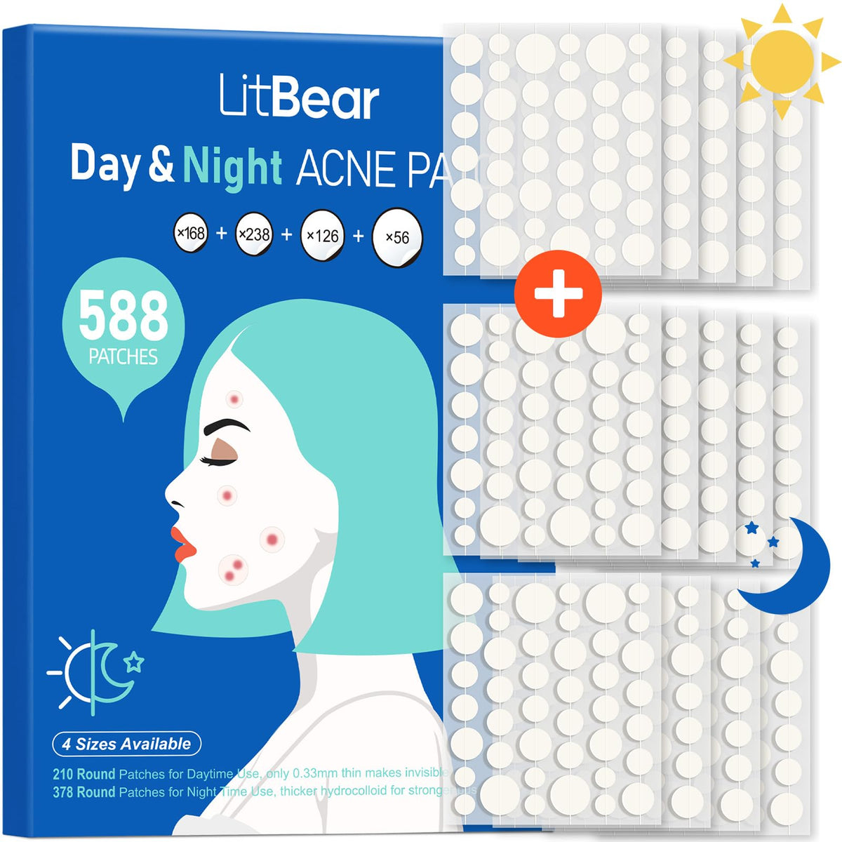 LitBear front package showing patch varieties and benefits