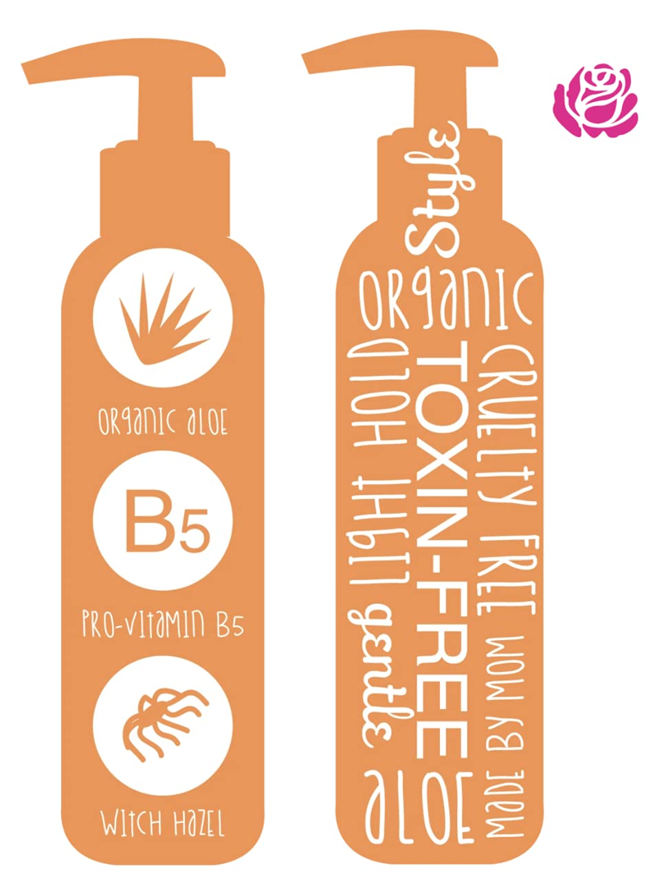 Little Roseberry label closeup highlighting organic aloe vera and vitamin ingredients
