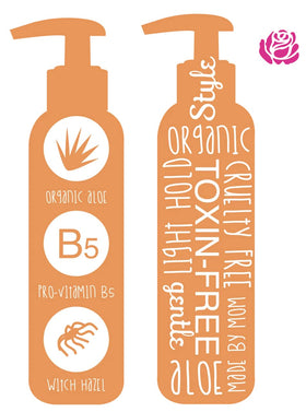 Little Roseberry label closeup highlighting organic aloe vera and vitamin ingredients