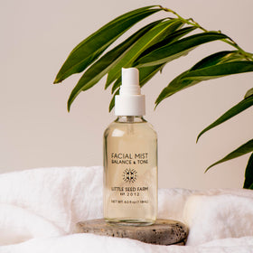 Little Seed Farm spray mist applied to face for instant refresh