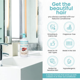 Little Twig conditioner in hand showing 17 fl oz size for family use
