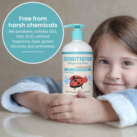Little Twig family shampoo routine with child and parent using gentle conditioner