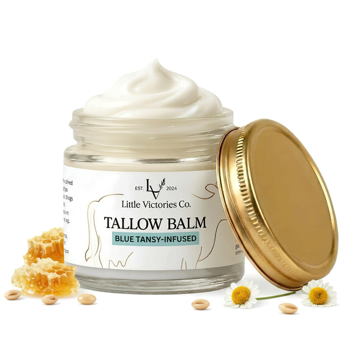 Little Victories Co. jar front packaging shows premium gold lid and display benefit
