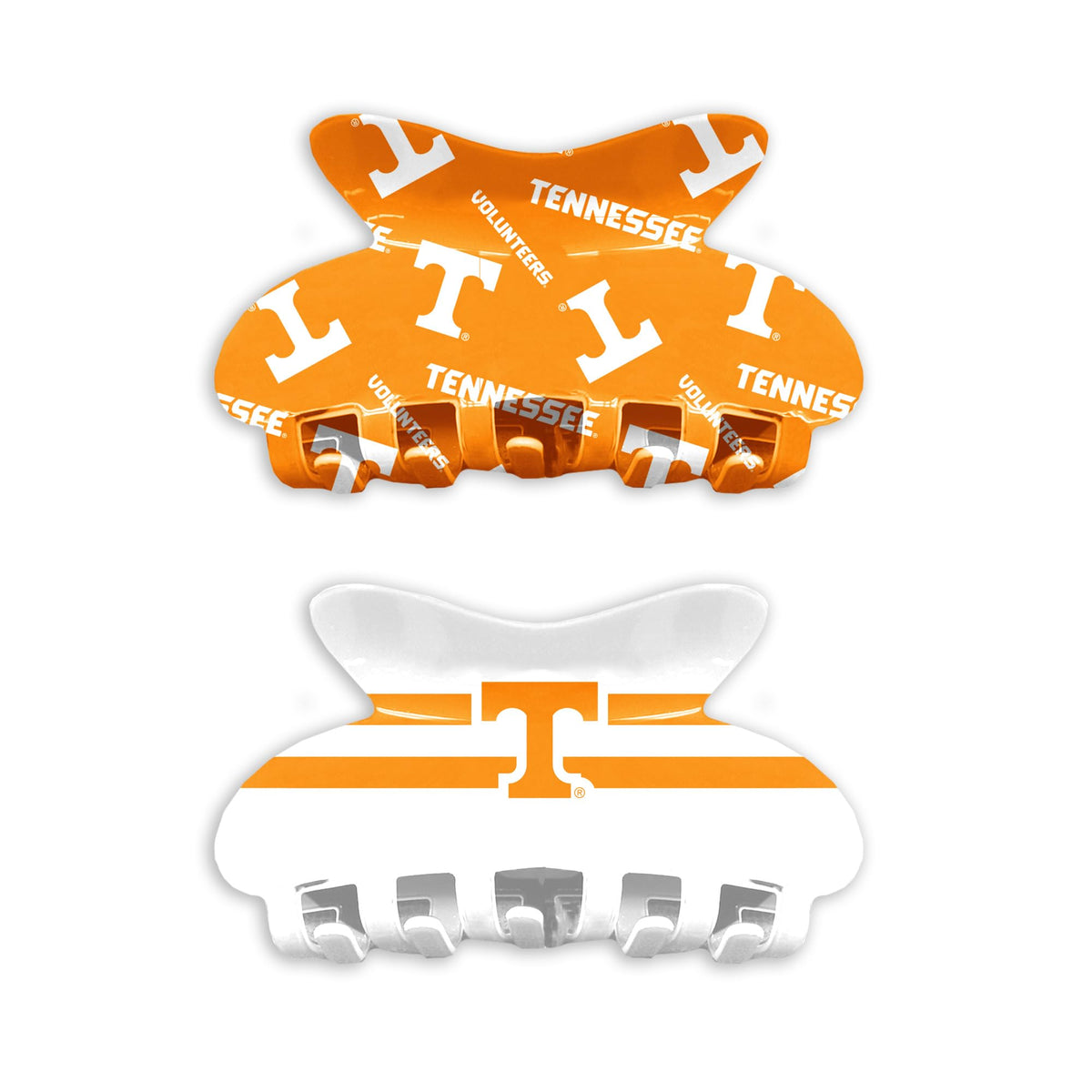 Littlearth front view of Tennessee Volunteers hair claw set showing team design and official logo for easy styling