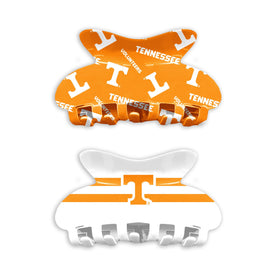 Littlearth front view of Tennessee Volunteers hair claw set showing team design and official logo for easy styling