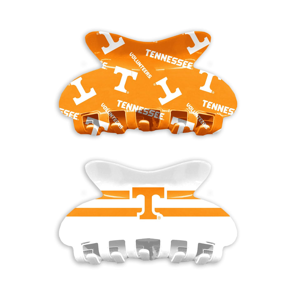 Littlearth front view of Tennessee Volunteers hair claw set showing team design and official logo for easy styling