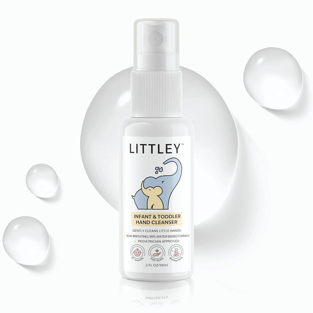 LITTLEY front packaging 2 oz spray shows compact travel‑ready bottle and brand