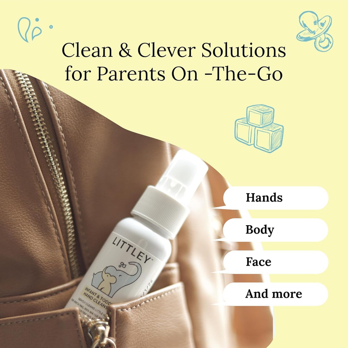 LITTLEY label and ingredient list showing fragrance-free, alcohol-free formulation