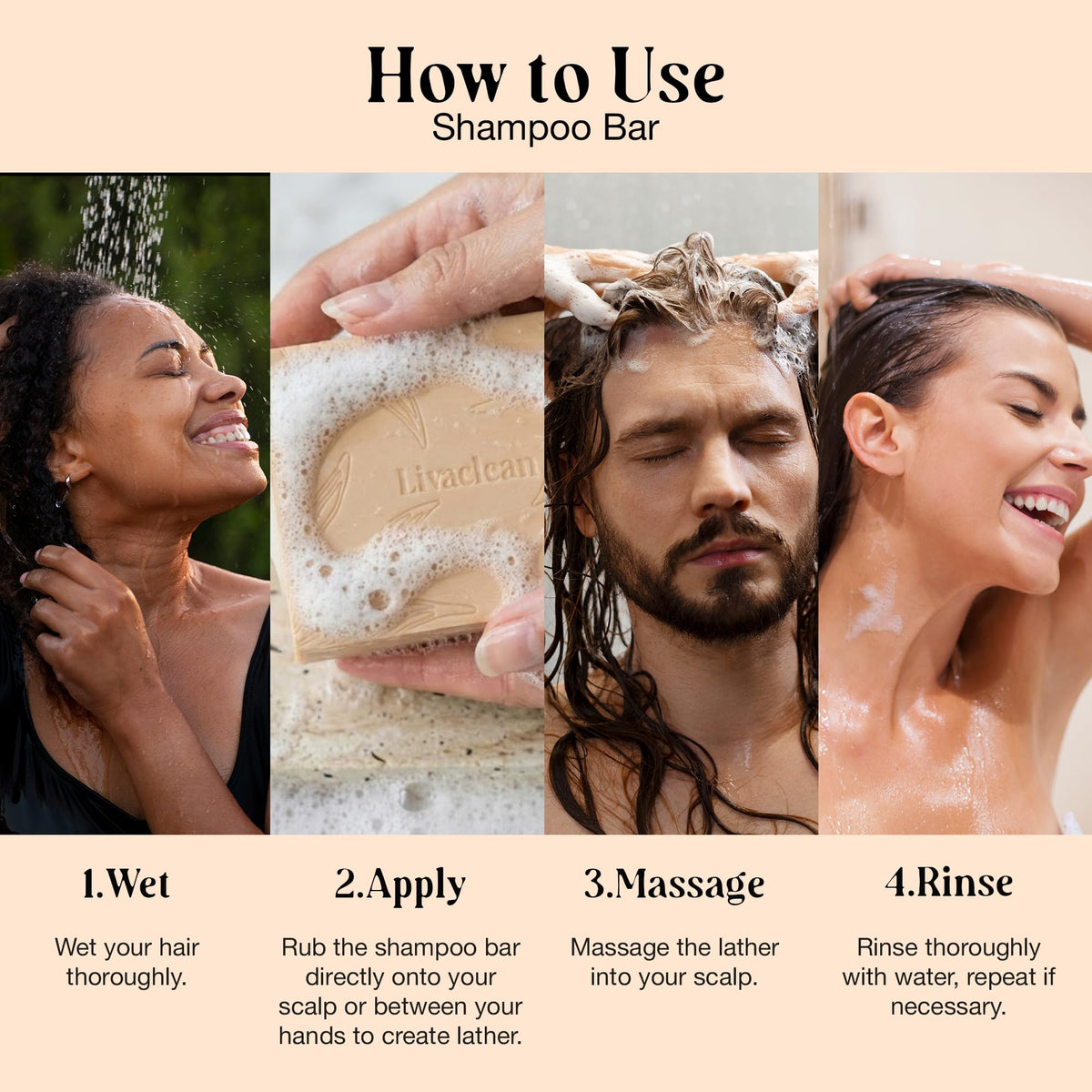 LivaClean conditioner bar close-up highlighting smooth hydrating formula