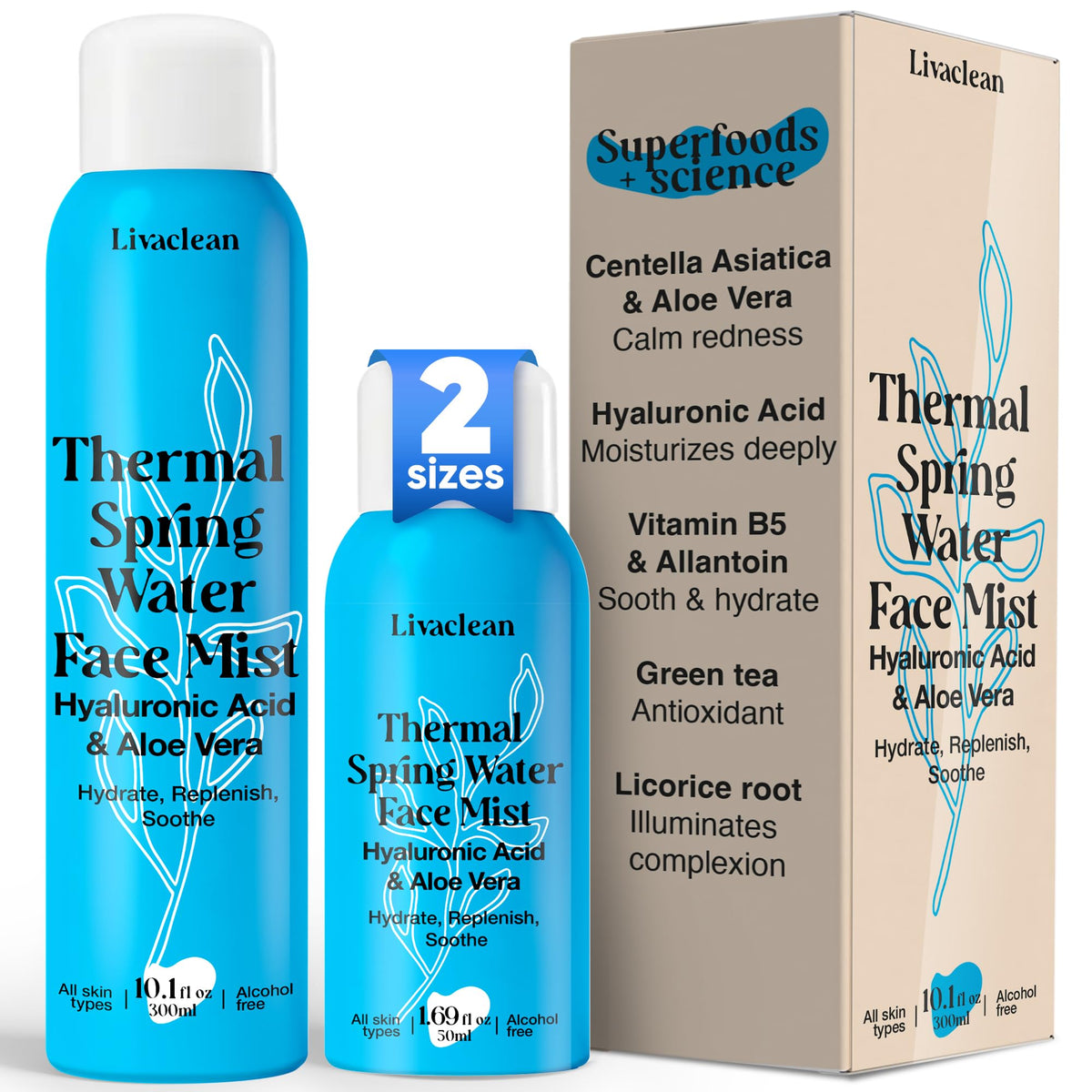 LivaClean front packaging showing both bottles and hydration benefits