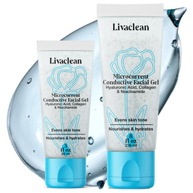 LivaClean front packaging showing dual-size conductive gel for reliable treatments