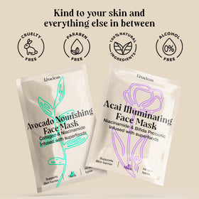 LivaClean masks arranged in bathroom spa setting suggesting easy at-home treatments