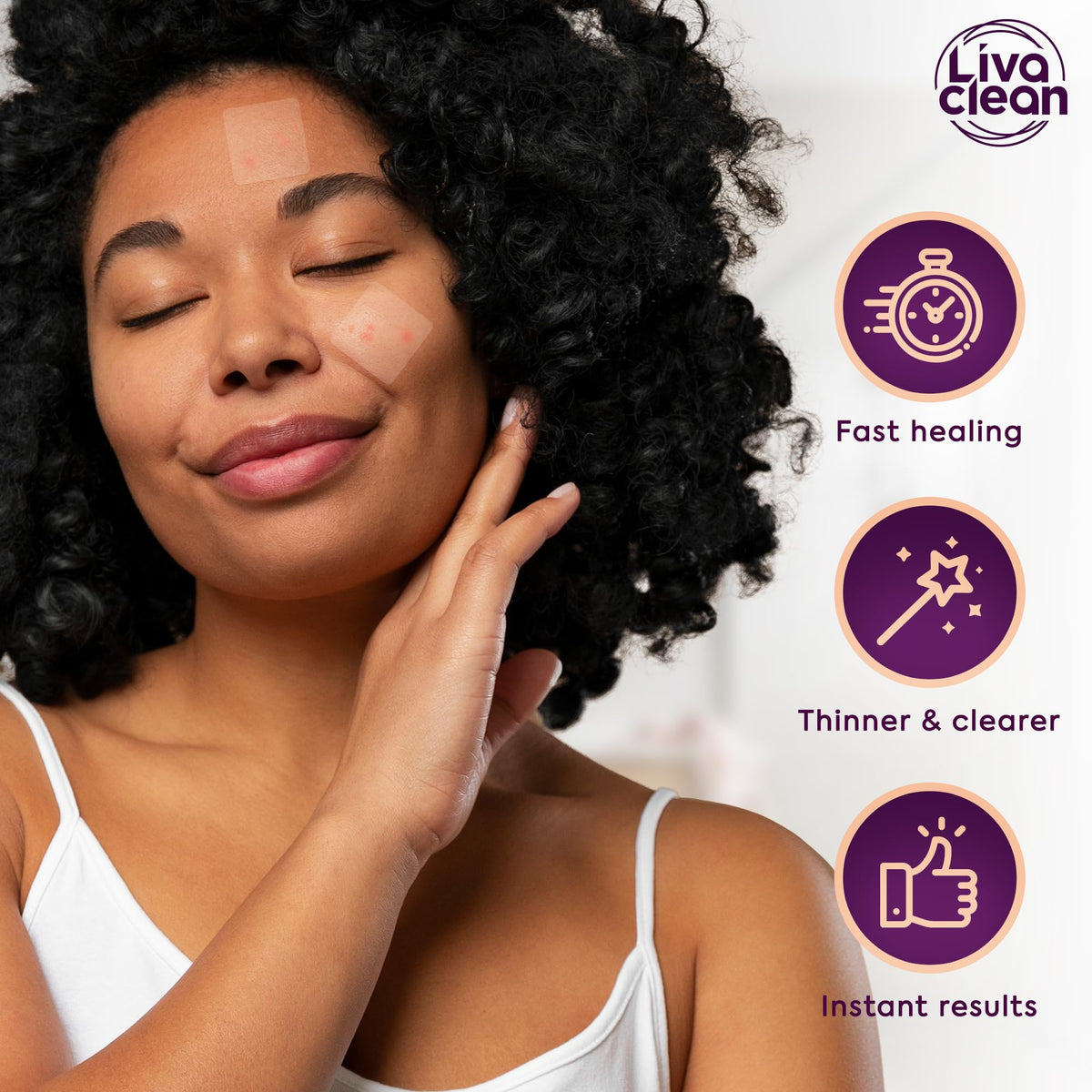 Person using LivaClean patch in mirror for confident daytime wear