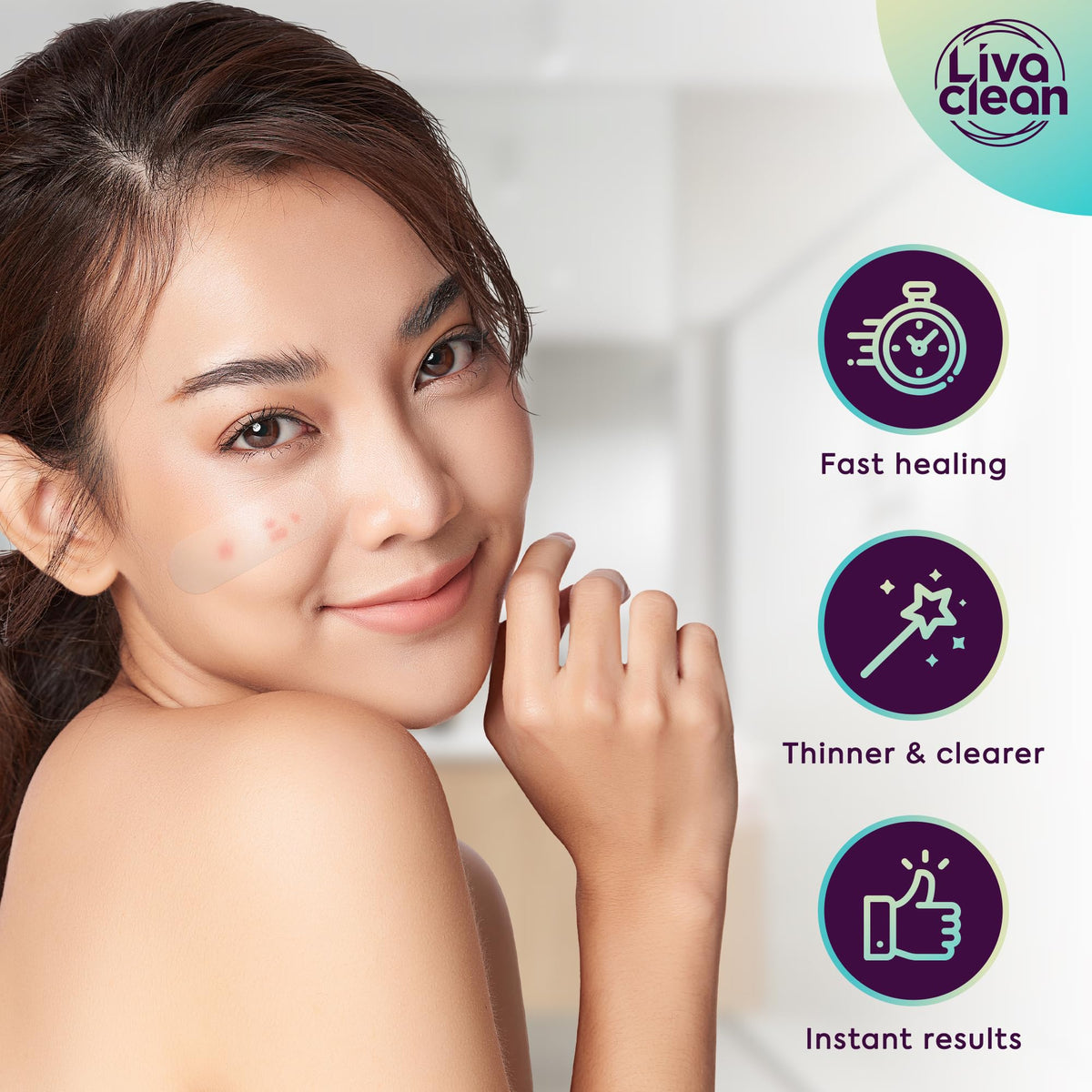 LivaClean patch in a nighttime skincare setting demonstrating overnight protection