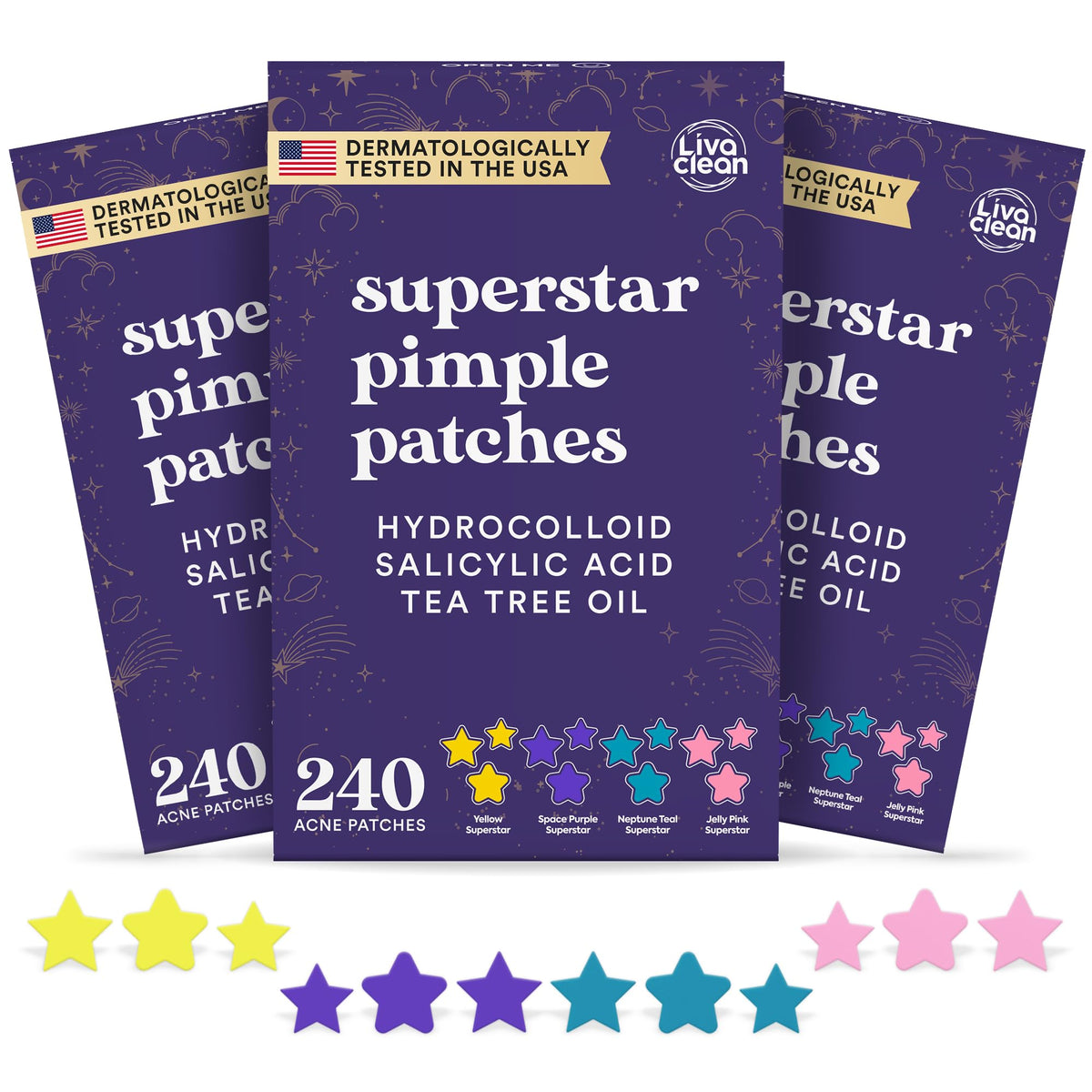 LivaClean pack front showing three 240-count boxes and benefit of bulk supply