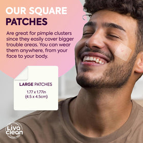 LivaClean patch on chin demonstrating secure hold and discreet look