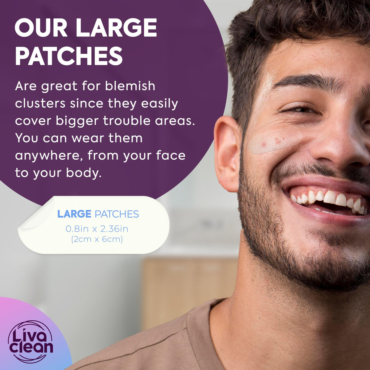 LivaClean patches trimmed to custom shapes showing tailored coverage benefit