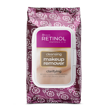 Retinol LIVAURA front packaging showing travel-ready cleansing wipes benefit convenience