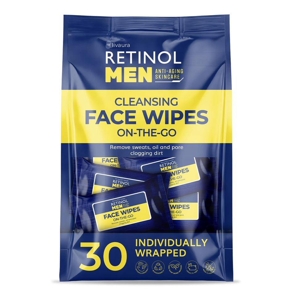 LIVAURA package front view showing 30 individually wrapped wipes and travel readiness