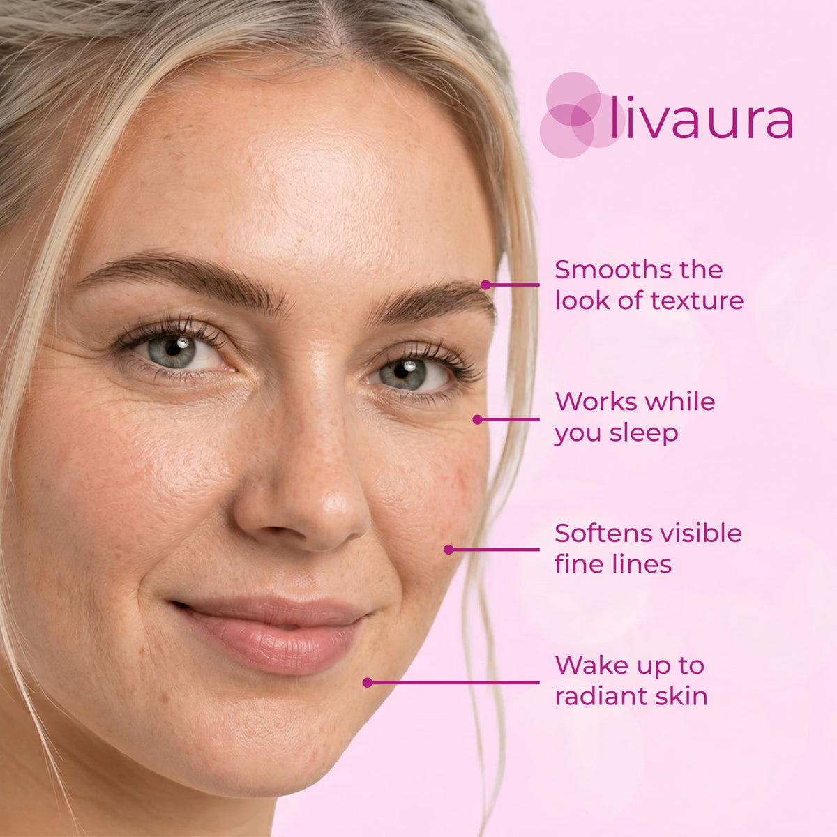 LIVAURA illustrative before and after showing improved skin texture