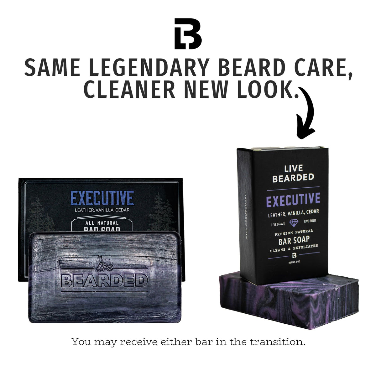 Live Bearded close-up of soap texture with pumice and charcoal for exfoliation benefit