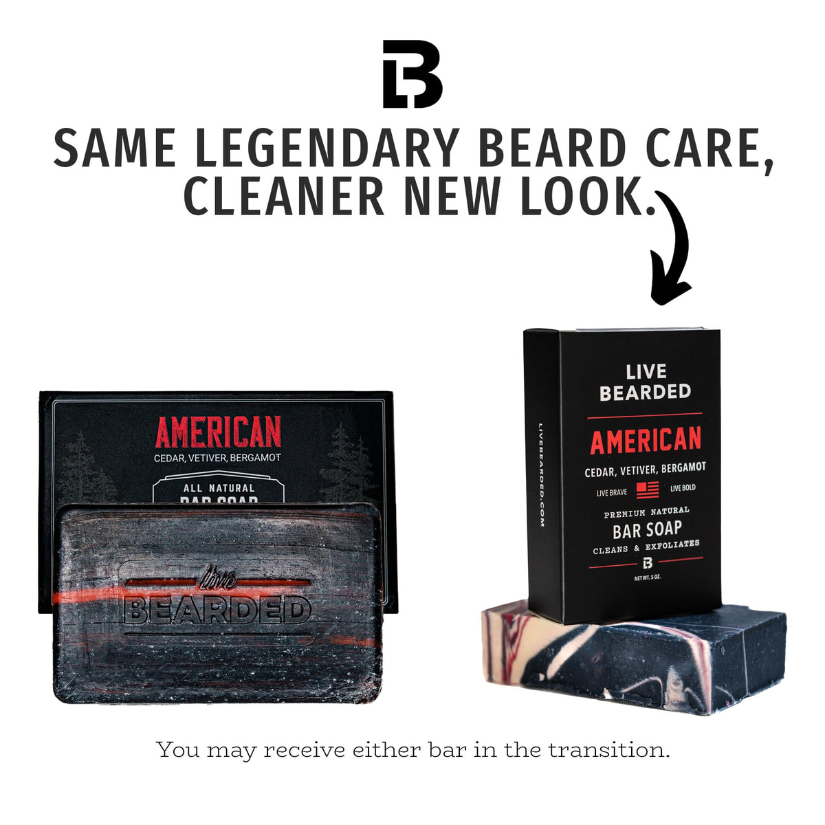 Live Bearded close-up of soap texture with pumice and charcoal for exfoliation benefit