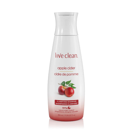 Live Clean front bottle view showing label and benefit of clarifying hair